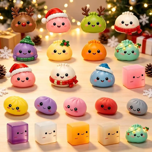 Soft Christmas Dumpling Advent Calendar Fidget Anxiety Relief Mystery Dumplings Toy Slow Resilience Decompression