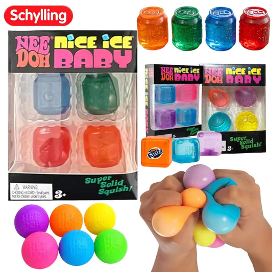 Needoh Mini 4 Pack Series Nice Cube Sensory Toys Stress Pinching Relieving Puzzle Solving Blind Box Gift
