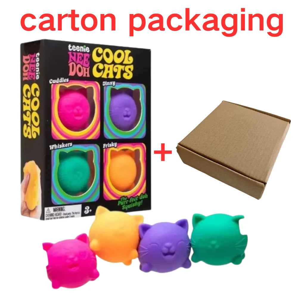 Needoh Mini 4 Pack Series Nice Cube Sensory Toys Stress Pinching Relieving Puzzle Solving Blind Box Gift