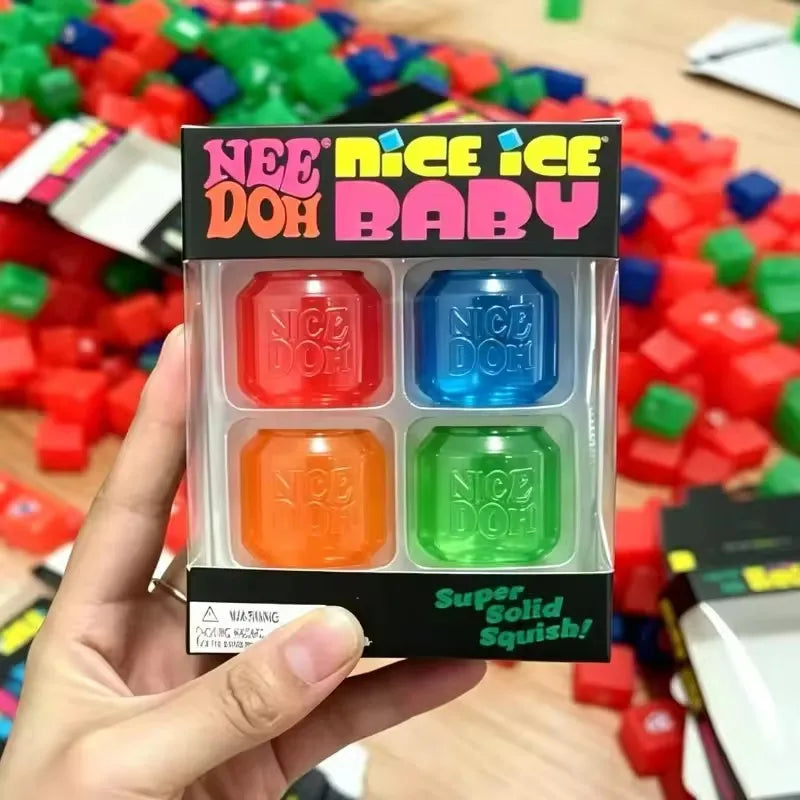 Needoh Mini 4 Pack Series Nice Cube Sensory Toys Stress Pinching Relieving Puzzle Solving Blind Box Gift